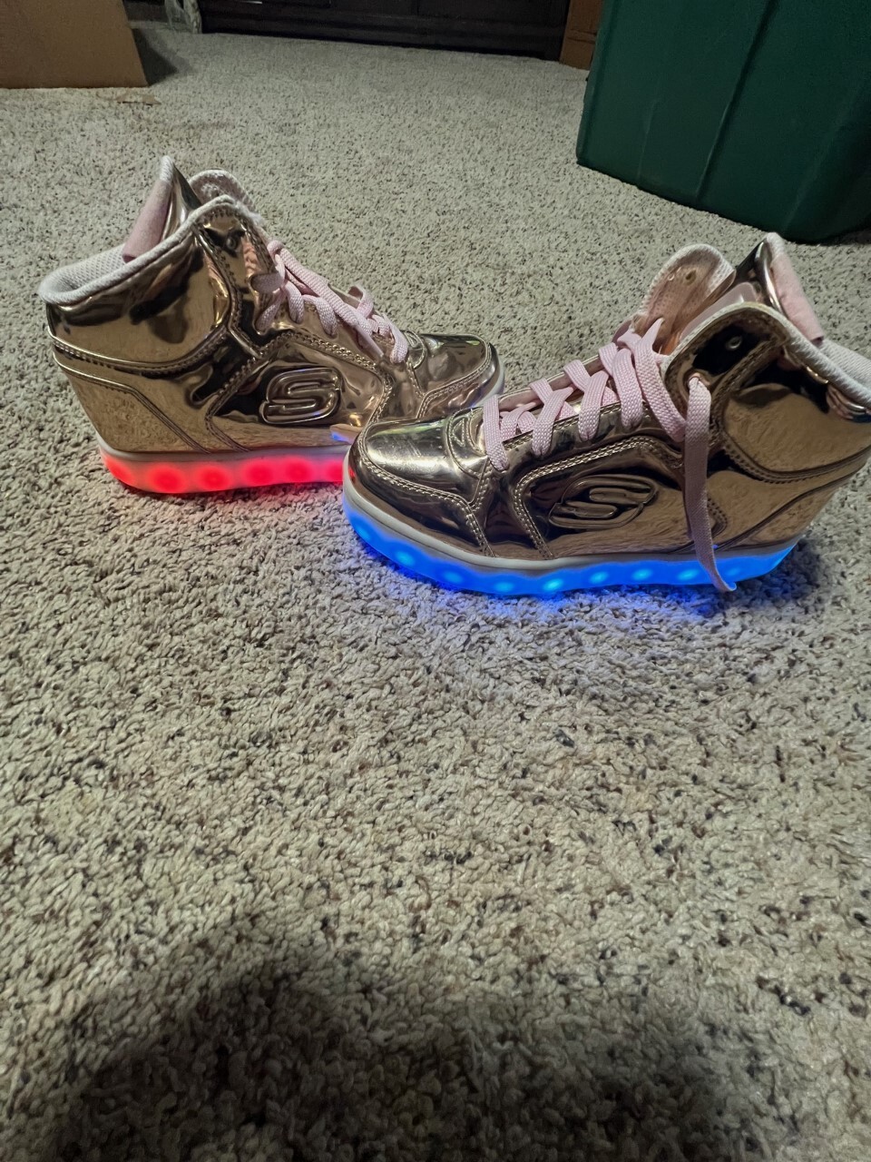skechers light up shoes rose gold